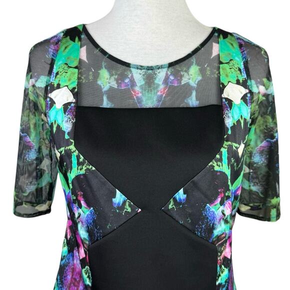 Milly NWT Surfer Mesh Colorful Watercolor Floral Top - Picture 4 of 11